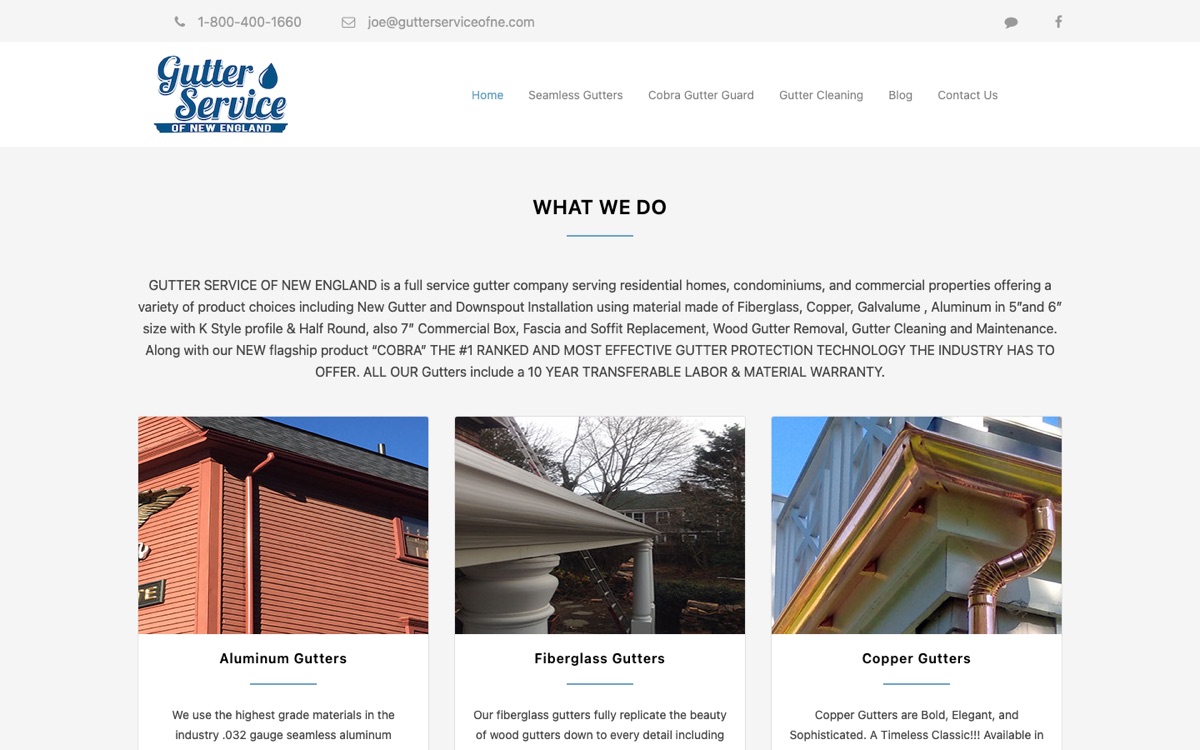 Gutter Service of New England website